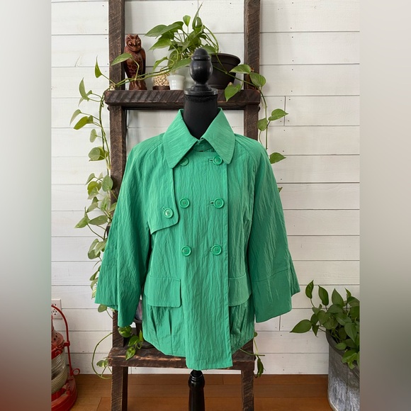 JohnPaulRichard: Rain & Wind Green Pea Coat Jacket Women’s Large - Picture 12 of 17